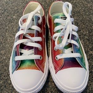Kids rainbow glitter converse